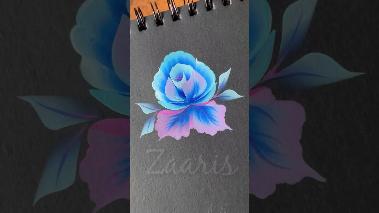 985 🩵💖💙🎨Simple BLUE PINK flower painting idea using acrylic 🎨 #flowerpainting #shorts #art