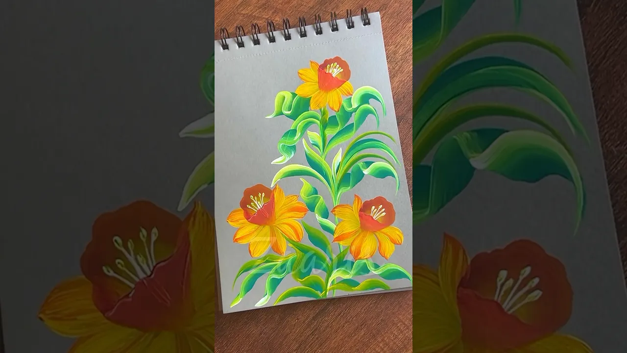 1271 🌼🌿HAPPY FLOWERS , acrylic painting 🎨💯🫶🌿🌼💛 #shorts
