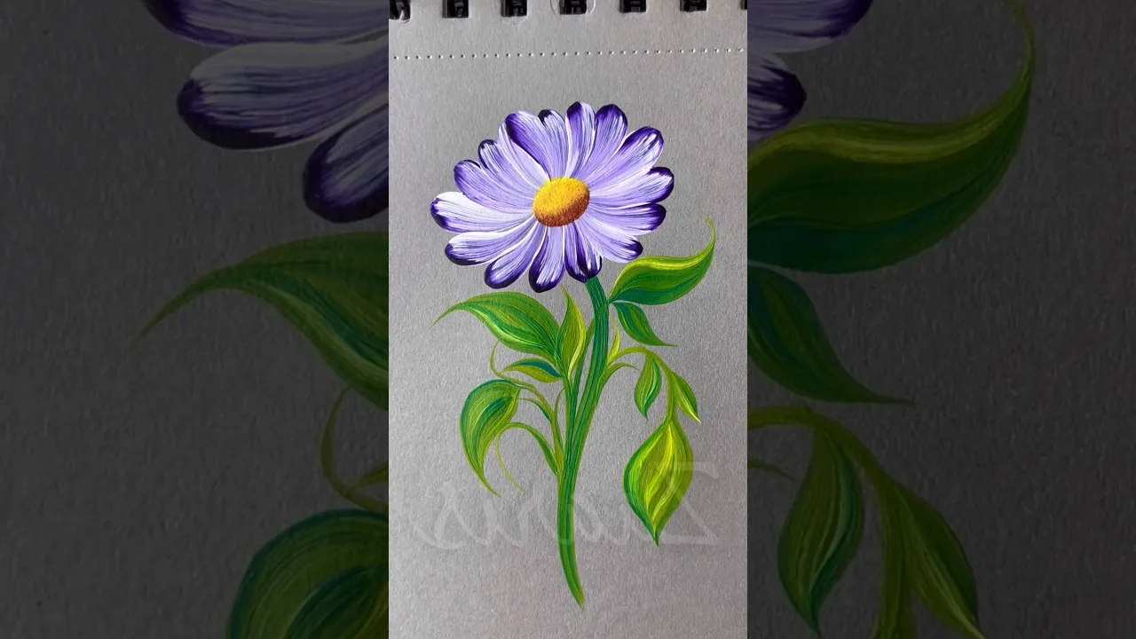 353 Beautiful acrylic flower 🌸painting 🖌️🎨 #shortsfeed #painting #onestrokepainting #artclass