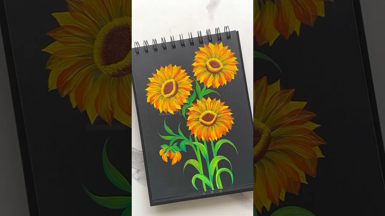 1340 🌻🌼🫶🫠 Vibrant ONESTROKE flower painting using ACRYLIC PAINTS 🌻🎨🌿🌼 #shorts