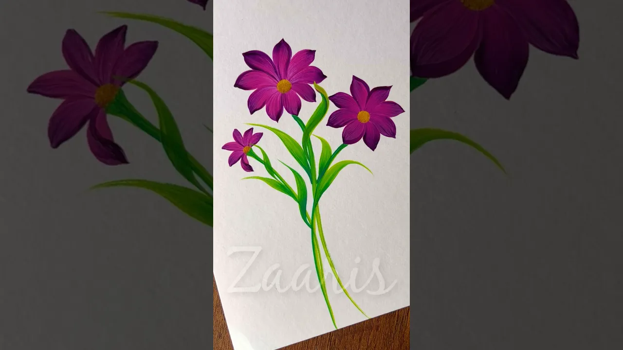 892 💜💖💯🫶Simple flowers painting using acrylic paints 🎨💜🩷💯 #flowerpainting #shorts #art