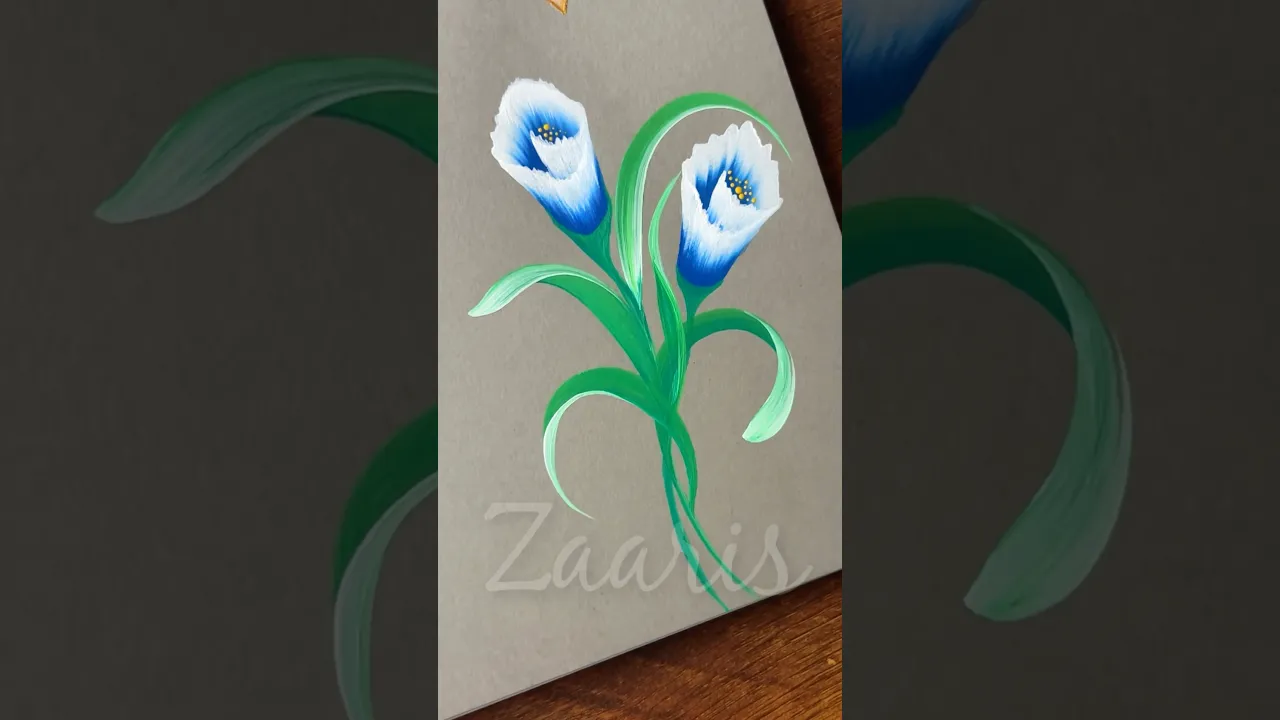 1080 💙🤍💯🫶🎨Easy BLUE Flowers painting ideas, using acrylic paints 🎨💙🤍🫶🌿 #shorts