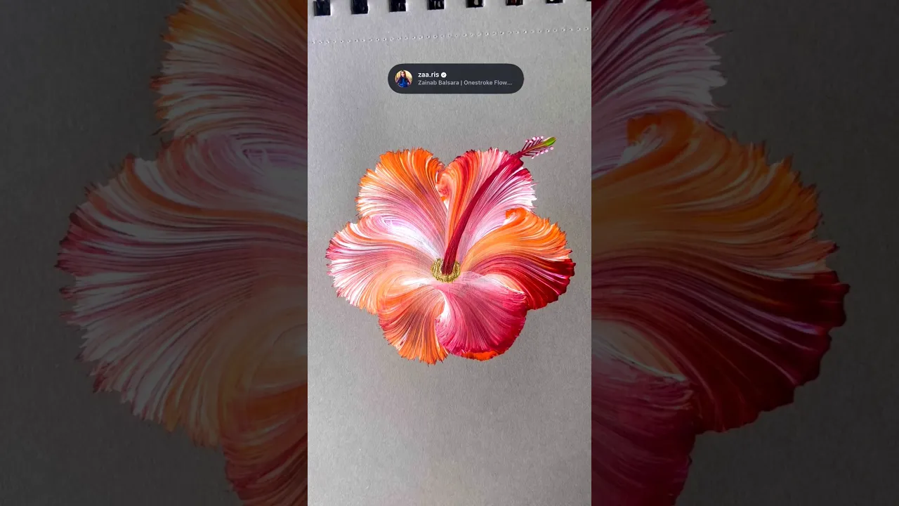 499 Acrylic flower painting, one stroke at a time 🎨🖌️🧡💛🤍🫶🏻