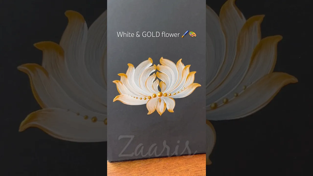 279 🫶👌💯WHITE & GOLD flower paitning ｜ Acrylic 🎨 #art #shorts #gold #flowerpainting