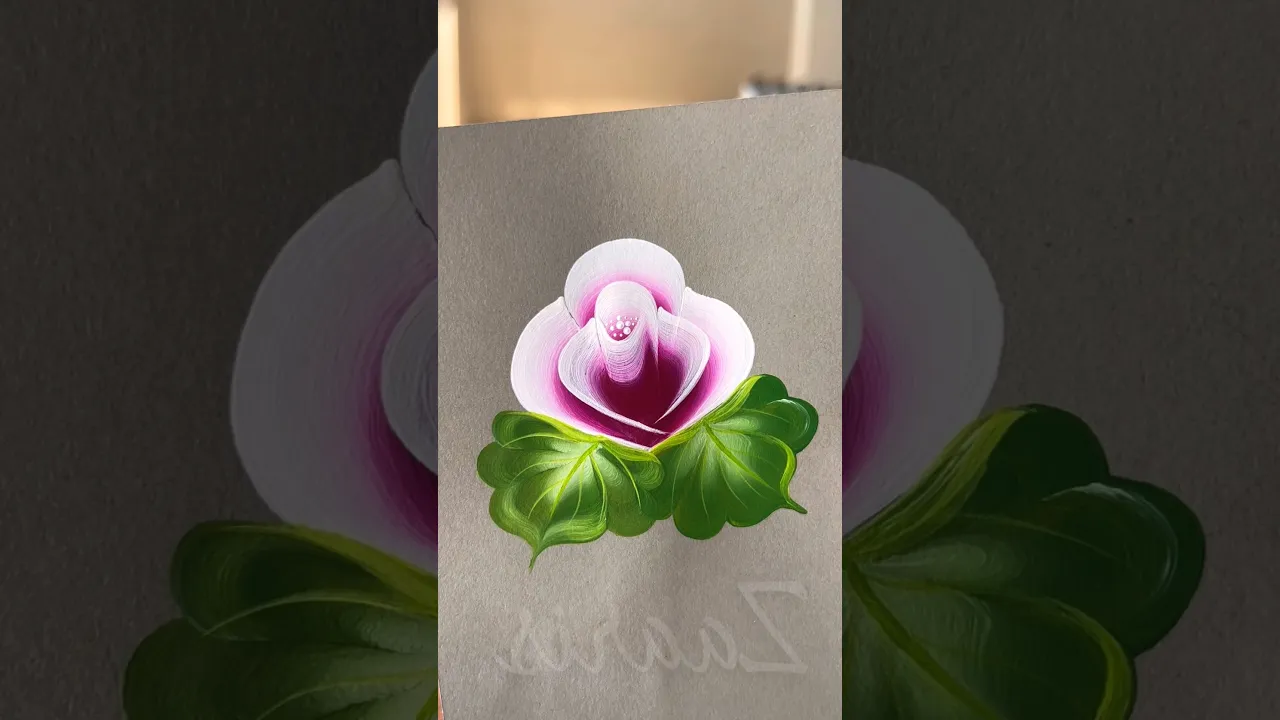 336 💖🌸Beginner’s PINK flower 🎨🖌️ #flowerpainting #flowerart #acrylicpainting #beginnerfriendly