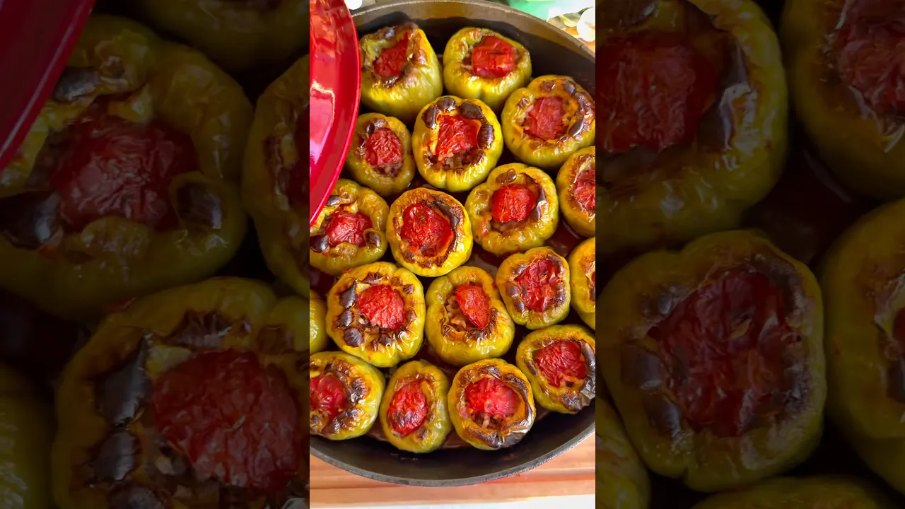 Biber dolmasının en pratik en lezzetli hali😍 #globalcuisine #food #tarif #recipe #biberdolması