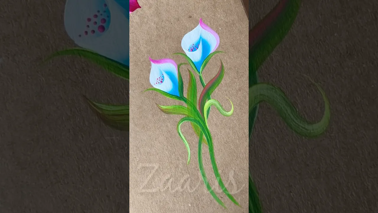 258 🌼🩵🖌️💯🌸BLUE flower painting using acrylic paints 🎨🖌️🌈👌🫶💯 #shorts