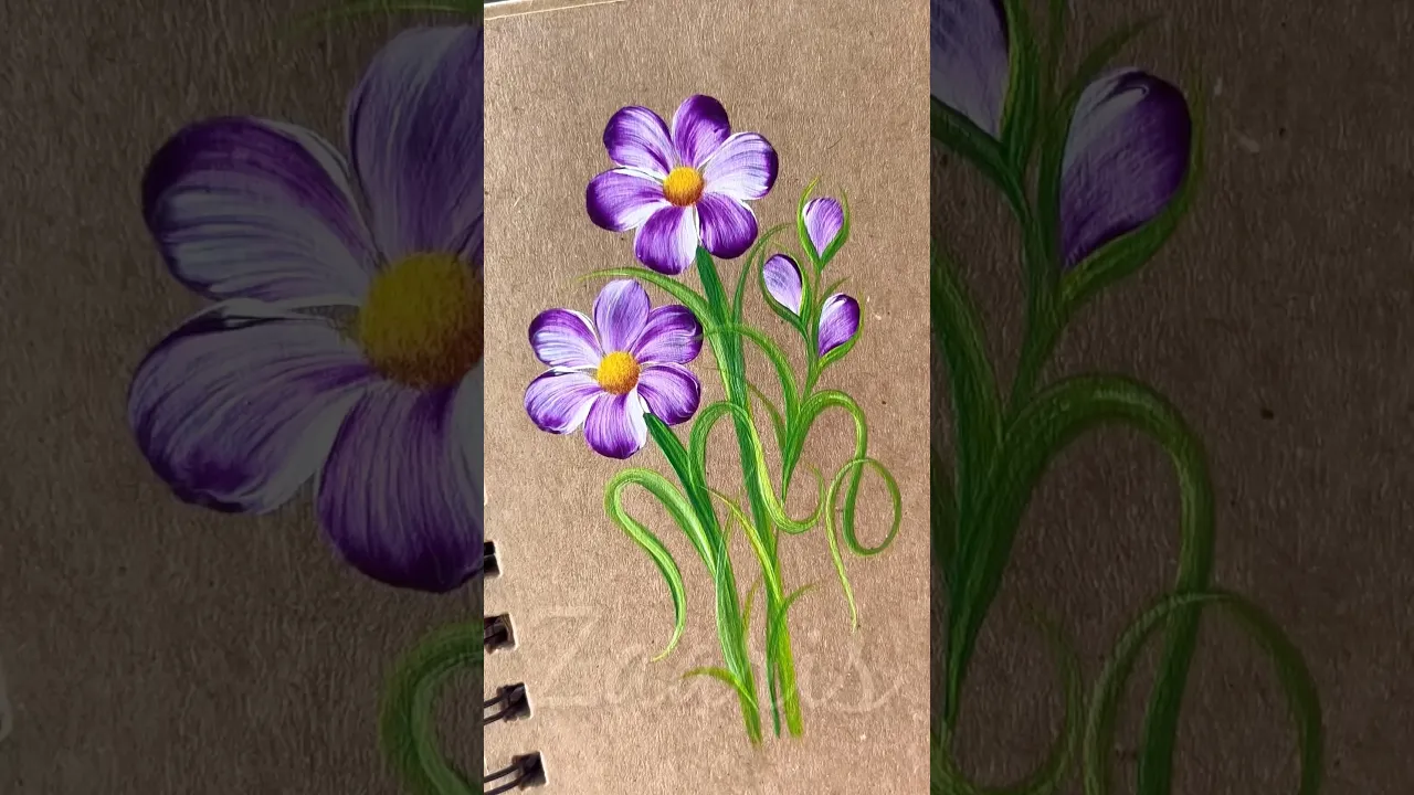 241 VIOLET Flowers painting design 💜🫶🌈💯 #flowers #violet #shorts #design #art