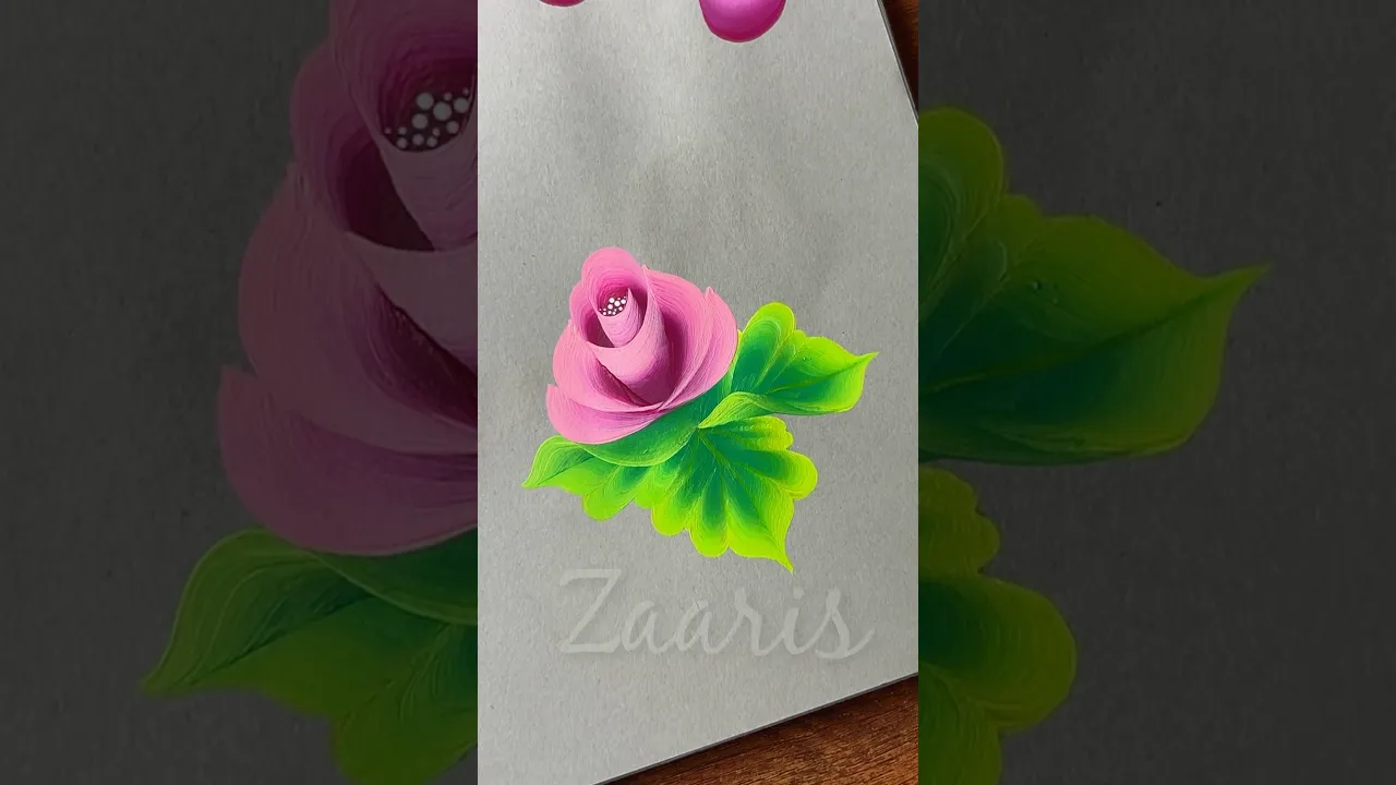 1093 🌸🌺🌹💐Step by Step PINK ROSE painting 🌼🎨🫶🌿💯💛🌺💖 #shorts