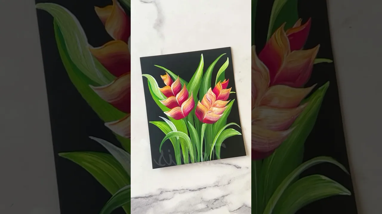 1295 💖🌿🫶💯Beautiful EXOTIC FLOWERS acrylic painting 🌺🎨🫶💝 #shorts