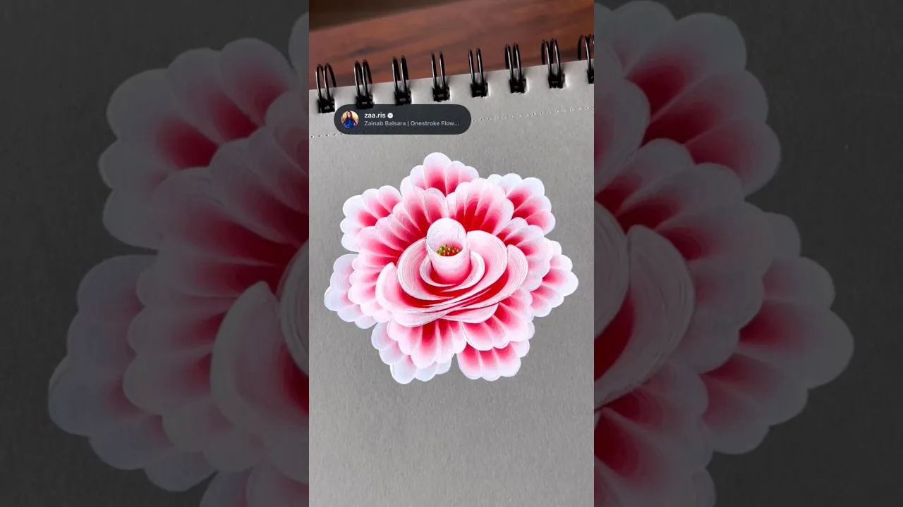 453 ❤️🤍 Gorgeous RED & WHITE flower painting using angular brush strokes & acrylic paints 🖌️🎨