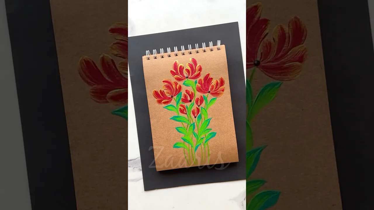 1282 🌺🌿Easy Onestroke burgundy & GOLD flowers painting using acrylic paints 🎨✨🌺💖💯 #shorts