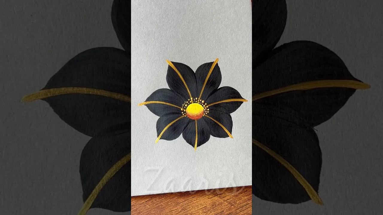186 🖤🫶One Stroke painting 🌼BLACK GOLD Flower painting idea 👌💯#shorts #viral #blackgold #idea #draw
