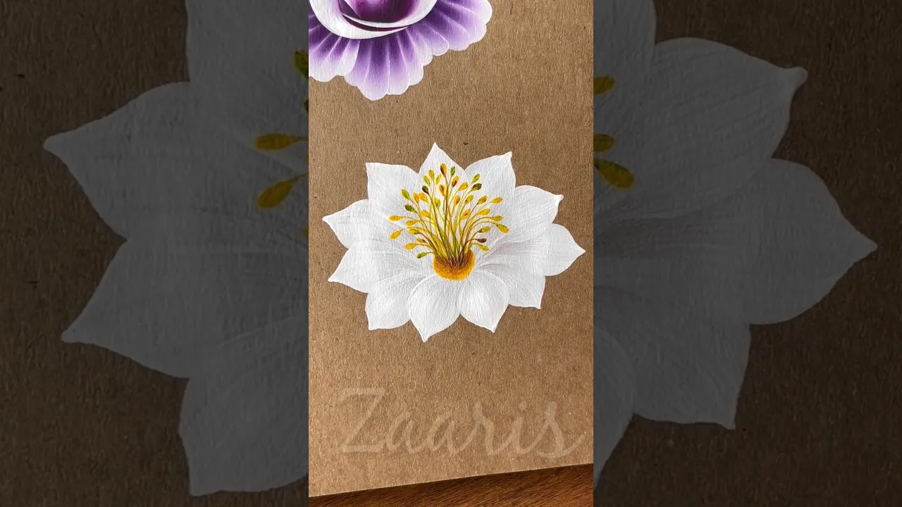 360 Simple white flower acrylic painting 🌸 #art #flowerart #shortsfeed #flowerpainting