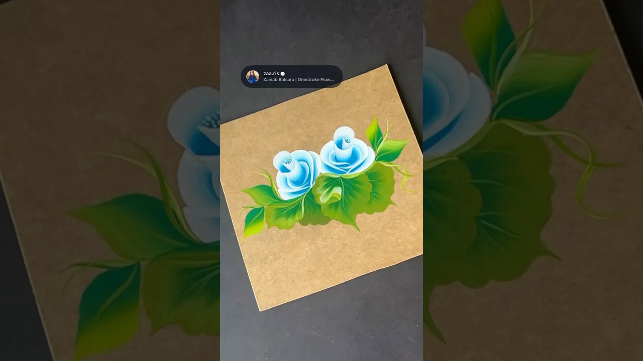 431 🩵💯🫶BLUE One Stroke ROSES acrylic painting design 🩵💯🫶👌🎨 #shorts #acrylic #design