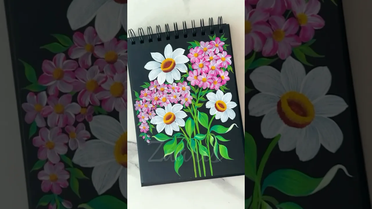 1262 🌸🌼🫶🎨EASY Onestroke WHITE & PINK flowers, acrylic painting 🎨💯💜💞💖🫶🌸 #shorts