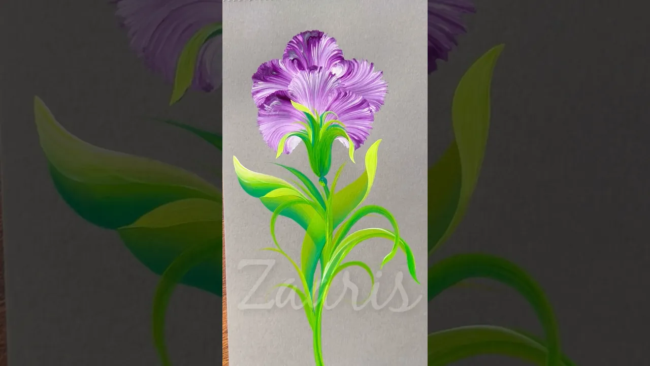 882 💜🤍💚💯Simple flower painting using acrylic paints 💜💚💯🫶 #flowerpainting #shorts #art