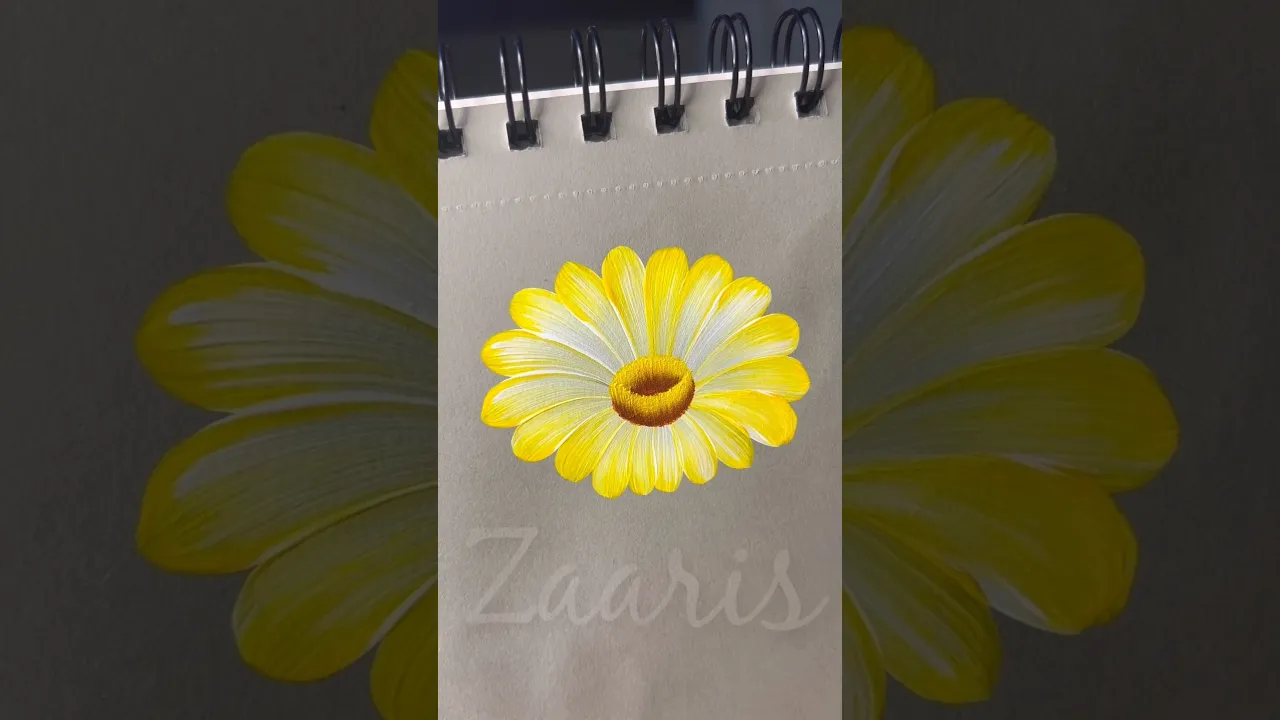 341 🌻💛Simple YELLOW flower 🌼🖌️Acrylic 🎨 #beginnerfriendly #art