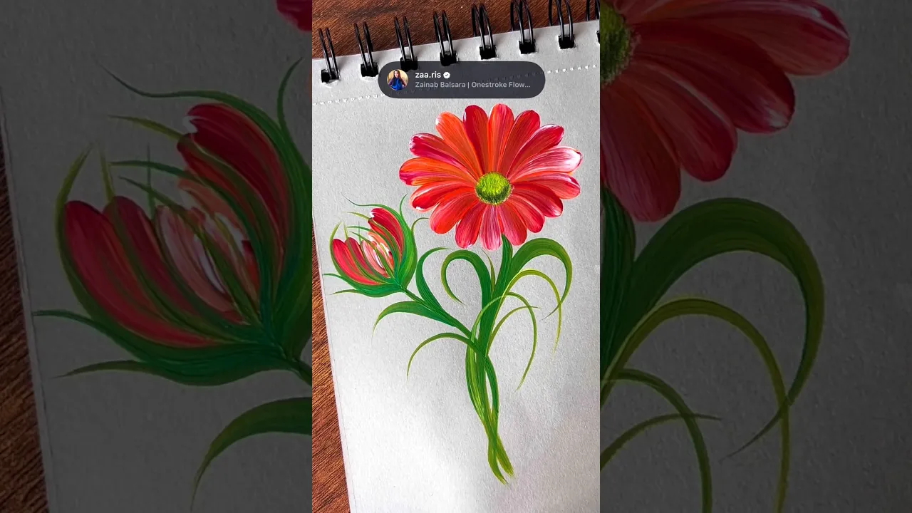 472 🌺🧡❤️Vibrant acrylic flower painting using beginner friendly round brush strokes 🖌️🎨