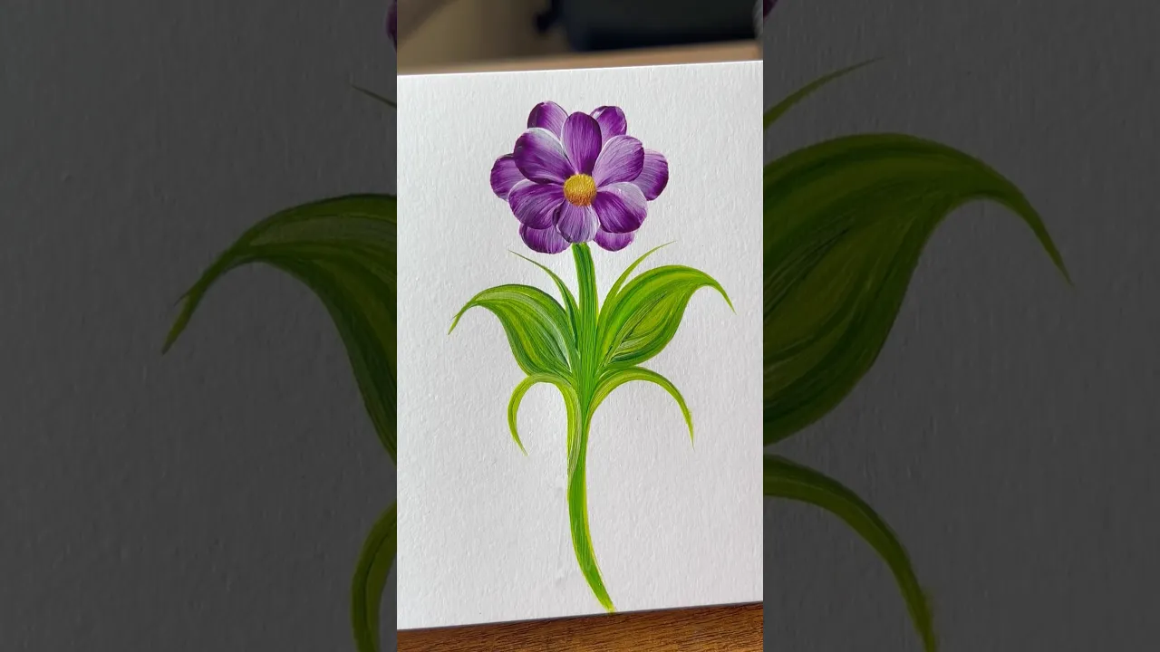 68 💜Vibrant PURPLE flower acrylic 🖌️🎨 #shorts #viral #purple #art #flowers #acrylic #reels #newreel