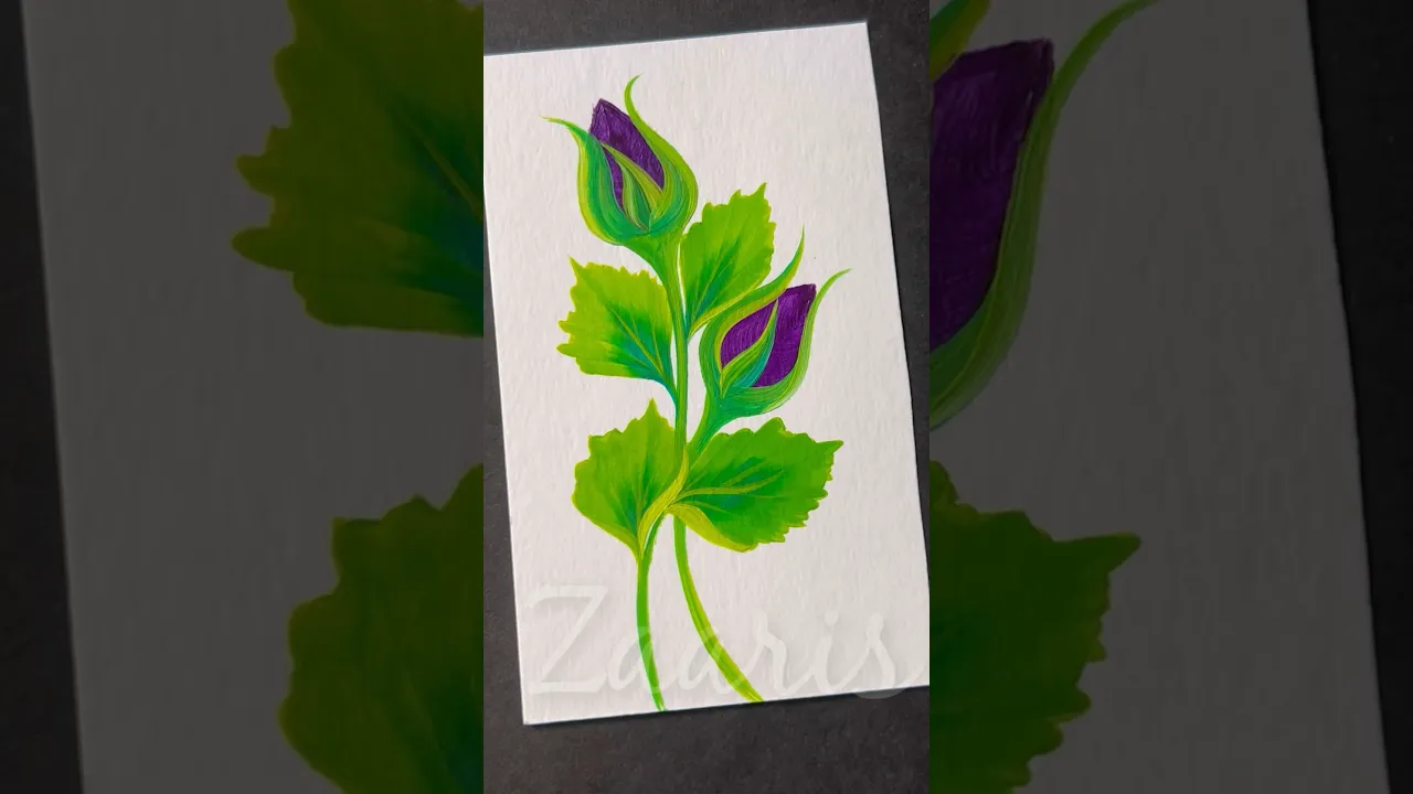 936 💜🌿💯🫶 Easiest PURPLE ROSE BUDS painting using acrylic paints 🎨 #flowerpainting #shorts #art