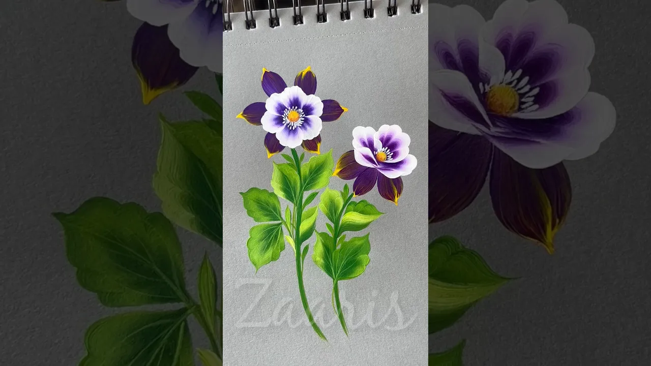 138 PURPLE💜flowers painting using acrylic🖌️🎨 #flowerpainting #acrylicpaints #shorts #viral #purple