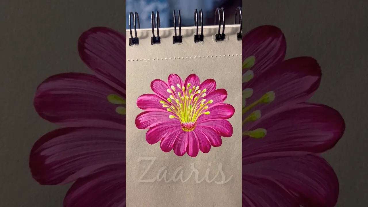 352 Pink acrylic flower 🌺 painting #flowerart #art #beginnerfriendly #painting #shortsfeed