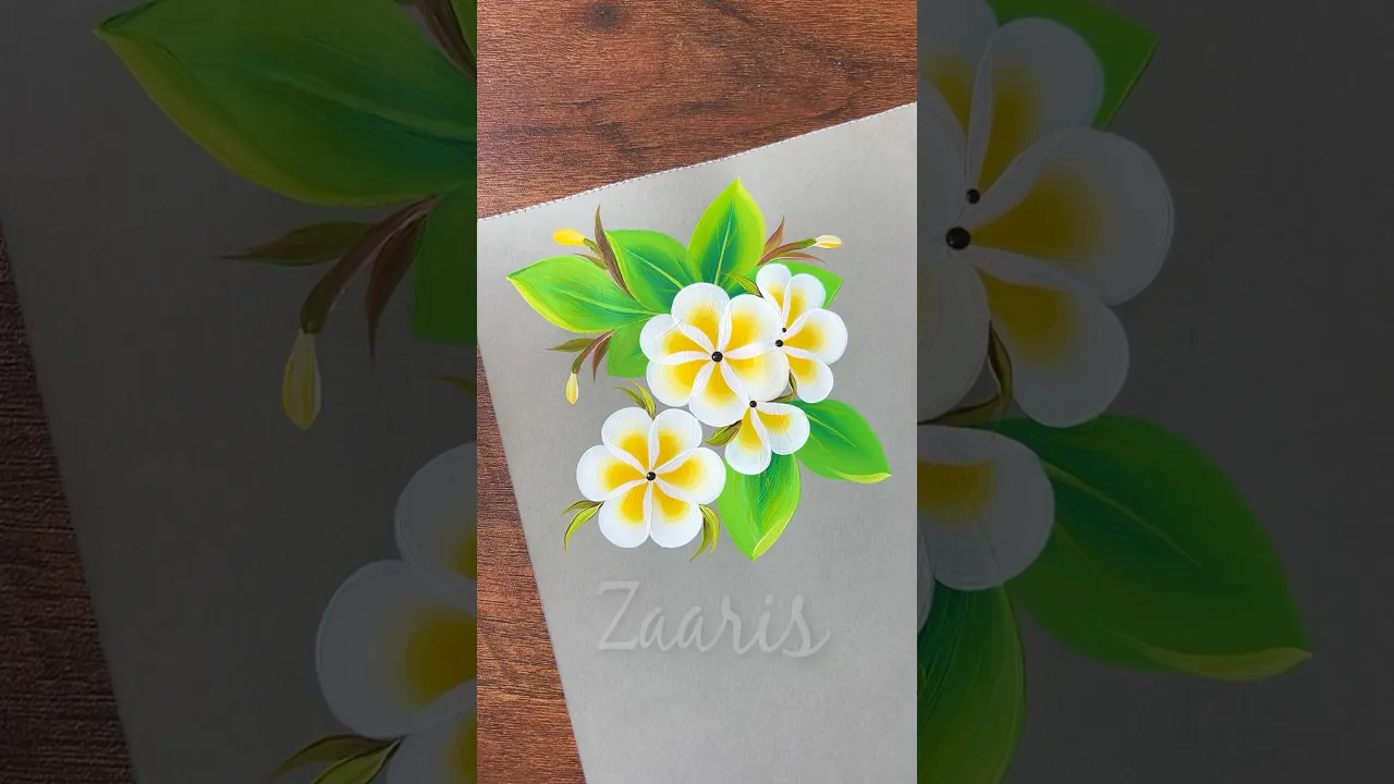 1194 💛🎨✨🌼💯Prettiest FRANGIPANI ⧸ PLUMERIA flowers painting, using acrylic paints 🌼💛🎨🎊🎉 #shorts