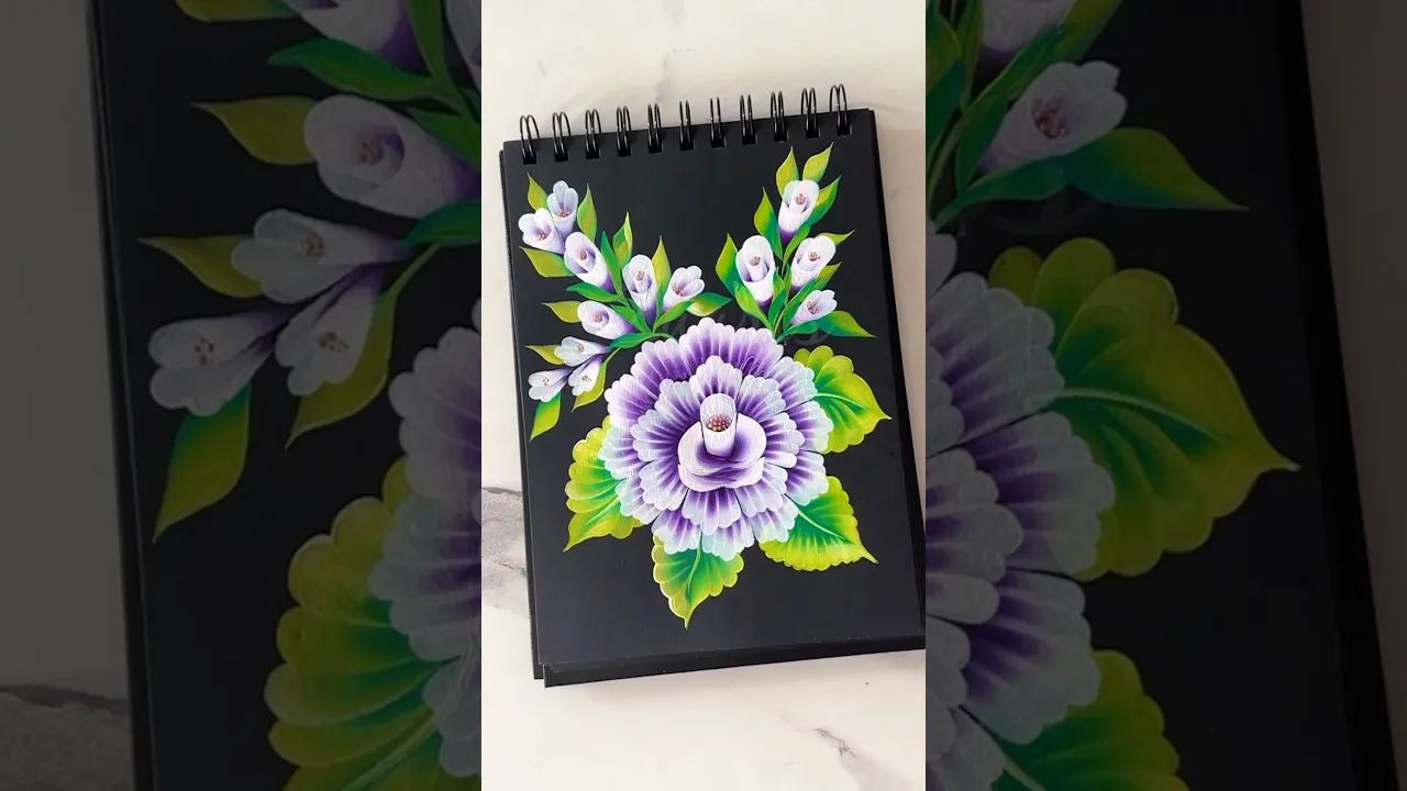 1330 💜🤍💜Cabbage Rose painting 🌿💯🫶🎨#shorts