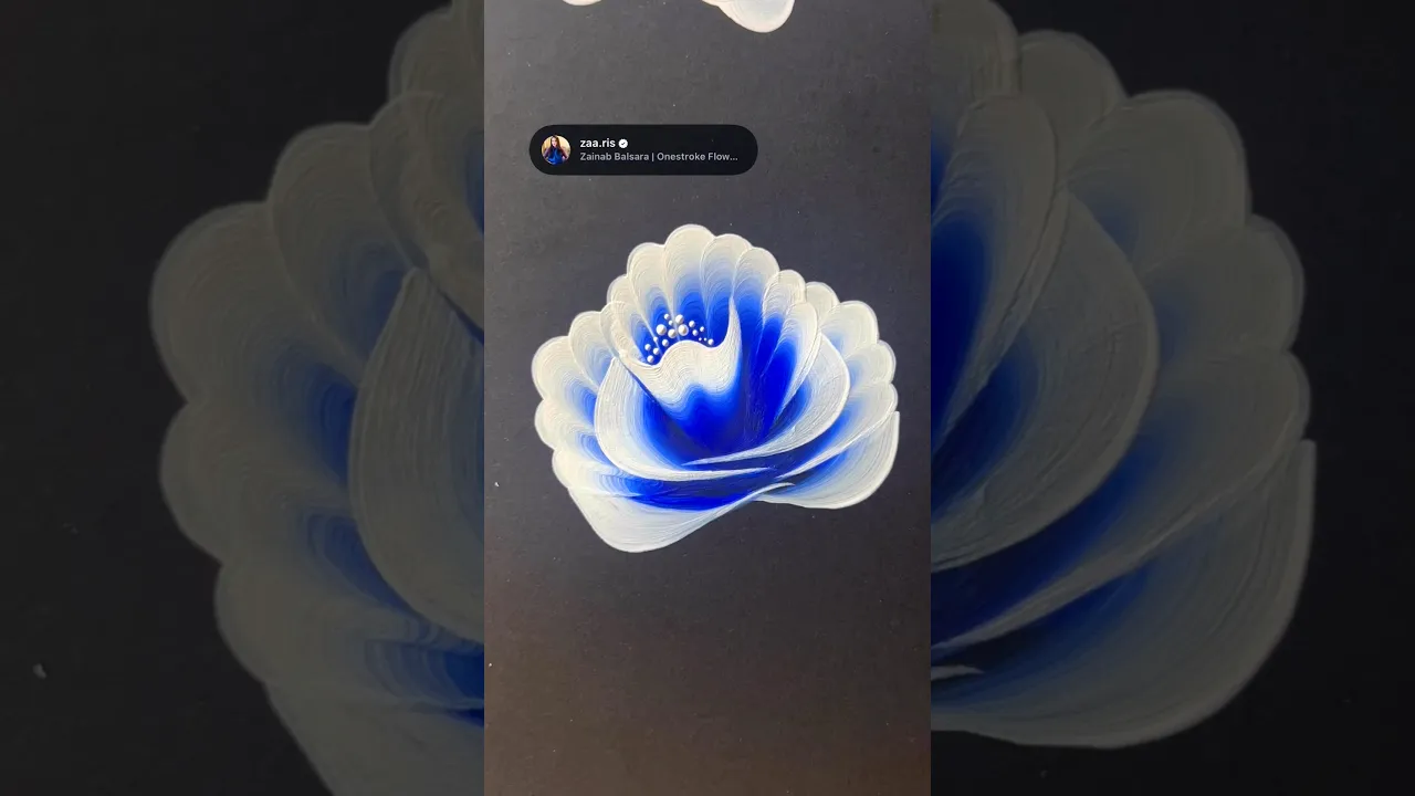 437 💙🩵 Beginner Friendly BLUE FLOWER painting using angular brush 🖌️🎨🫶🏻