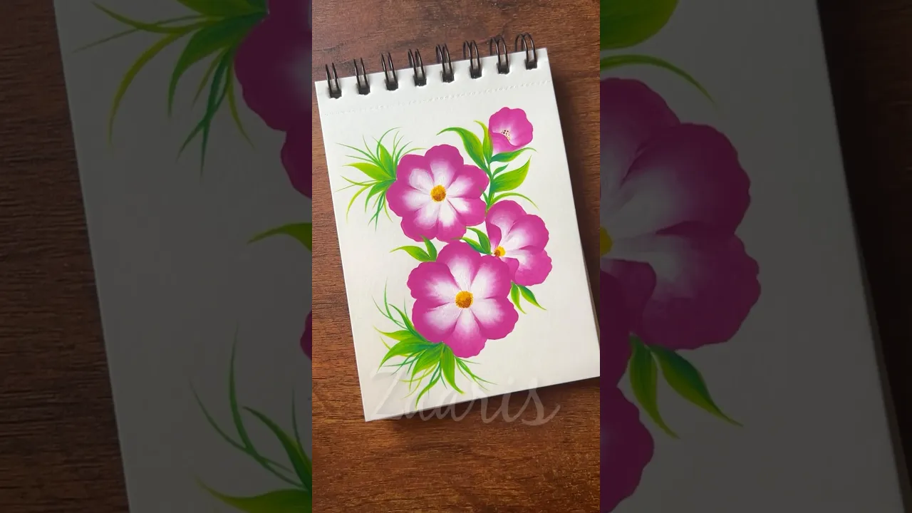 1181 🌸🌺🌼🎨🌸 Simple PINK FLOWERS painting,using acrylic paints 🎨💜🌺🫶🌸💖🌼🎊🎉🪷💯#shorts