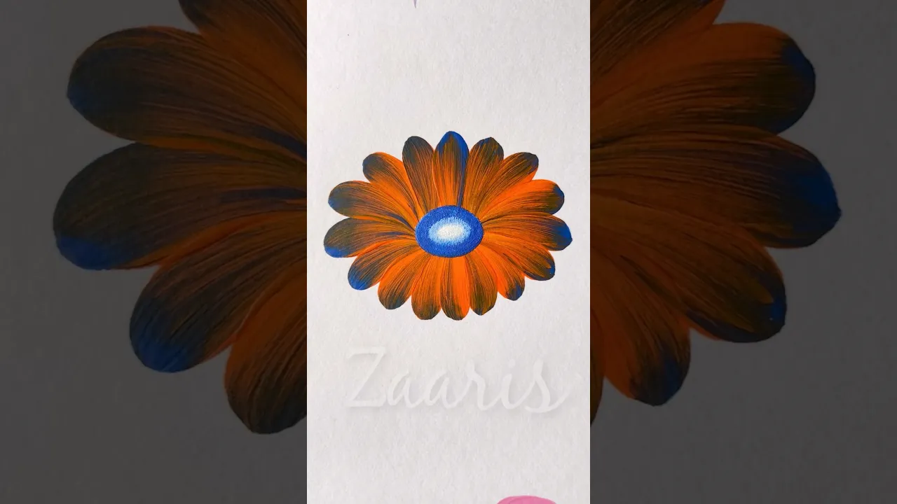 884 🧡💙💯🫶EASIEST flower painting using acrylic paints 💙🧡💯🫶 #flowerpainting #shorts #art