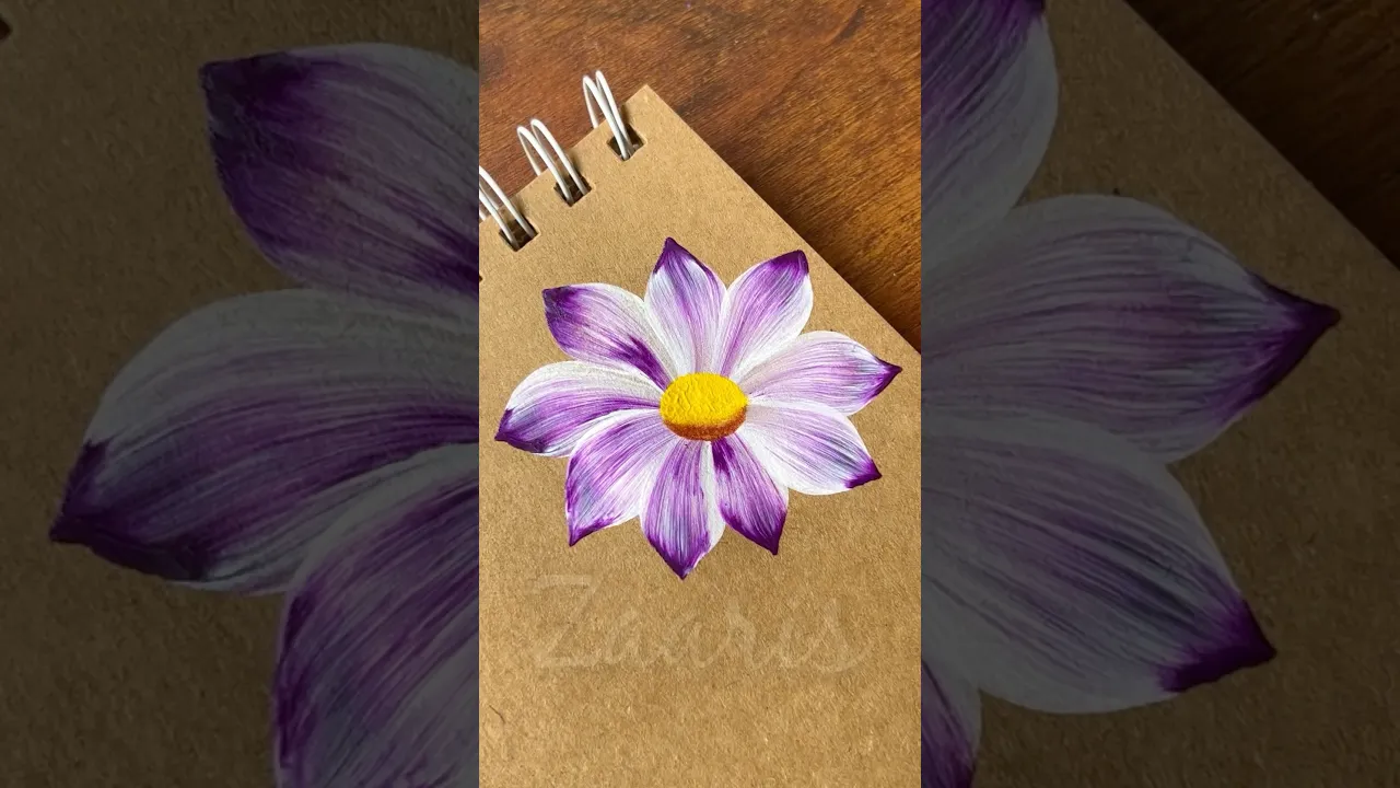 1032 💜🌸🎨🎉Simple PURPLE flower painting using acrylic paints 💜🎉🫶🎨🌸 #flowerpainting #shorts #art