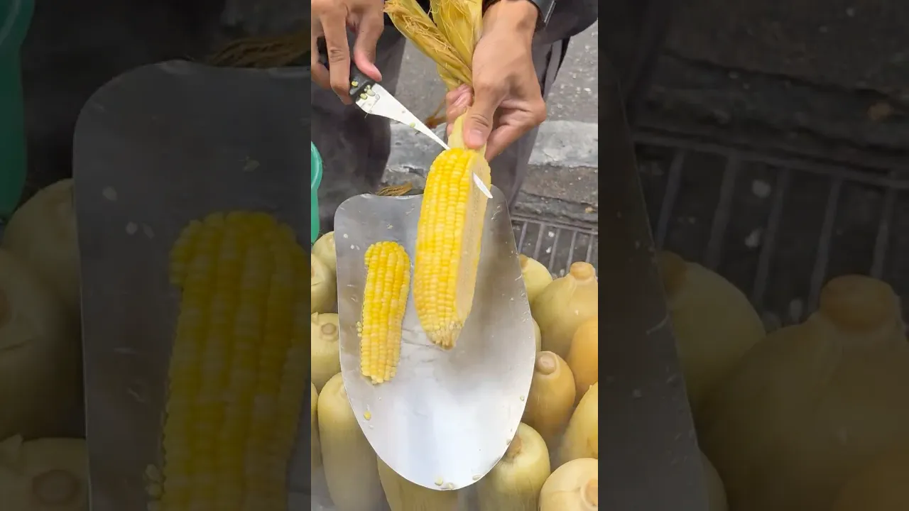 Perfect peeling corn in Bangkok