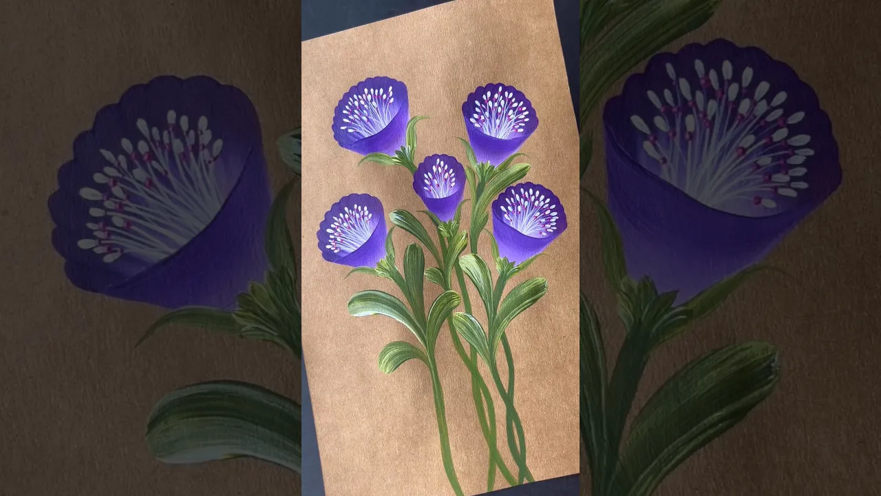 392 💜Watch me paint these beautiful VIOLET Floral design 🎨👌 #yt #floraldesign #violet #shorts