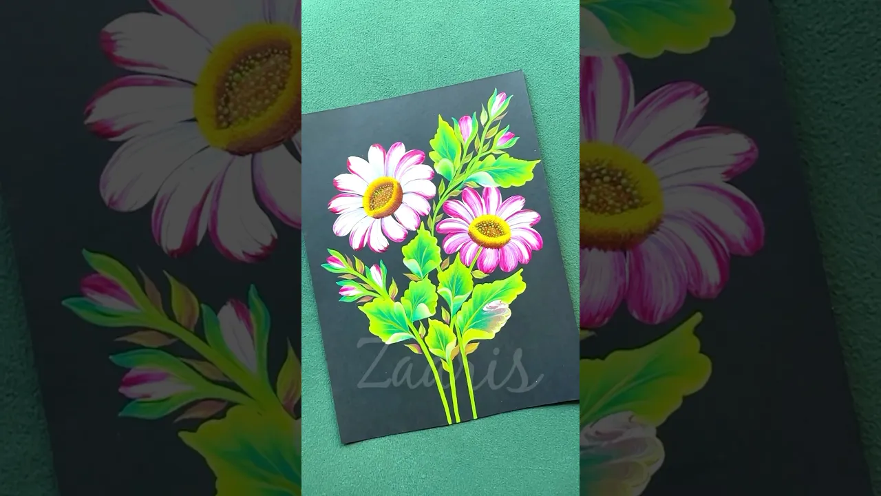 1284 🌸✨🌿Beautiful PINK Onestroke flowers painting using acrylic paints 🎨💯✨🫶💖 #shorts
