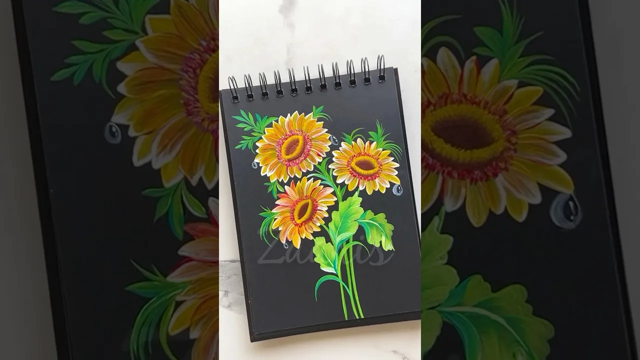 1296 🌺🌼🌿🎨 Gerbera Daisies acrylic painting 🫶💯🌸🌿 #shorts