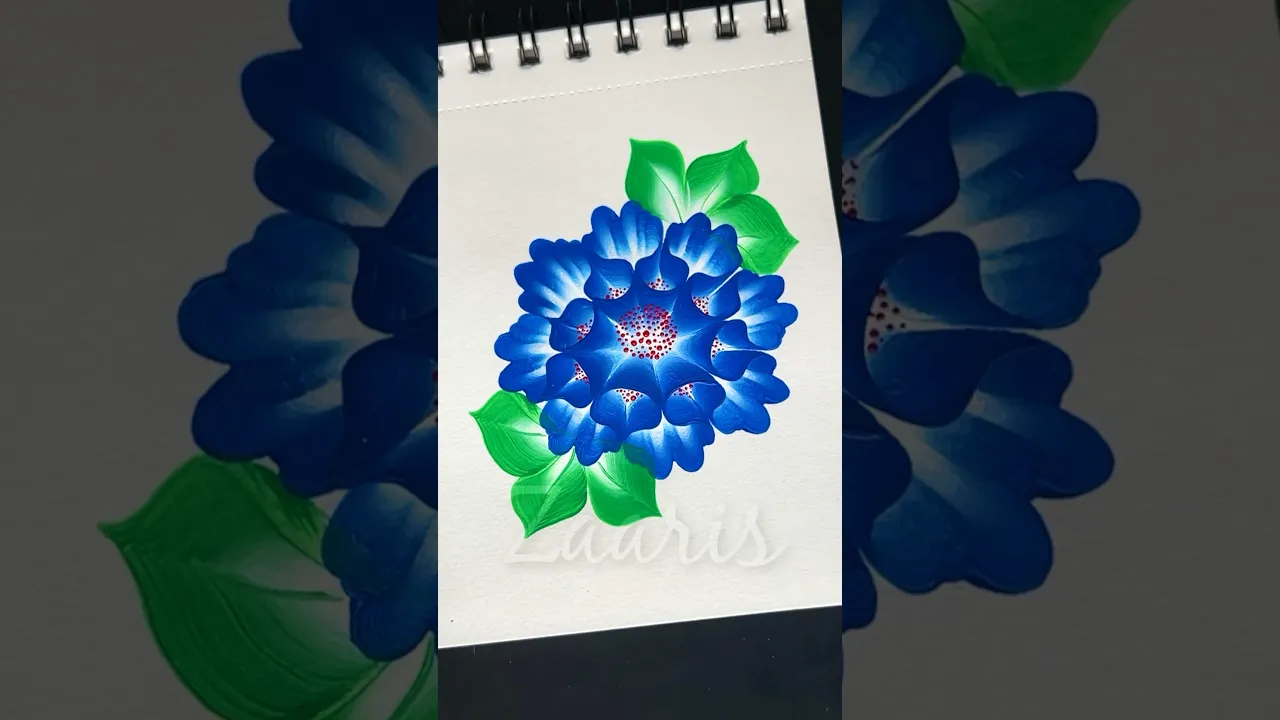 1233 💯✨🌿💙BLUE 3D flower painting, using acrylic paints 🎨🎉✨🌿💯🫶💙🌸💖🎊 #shorts