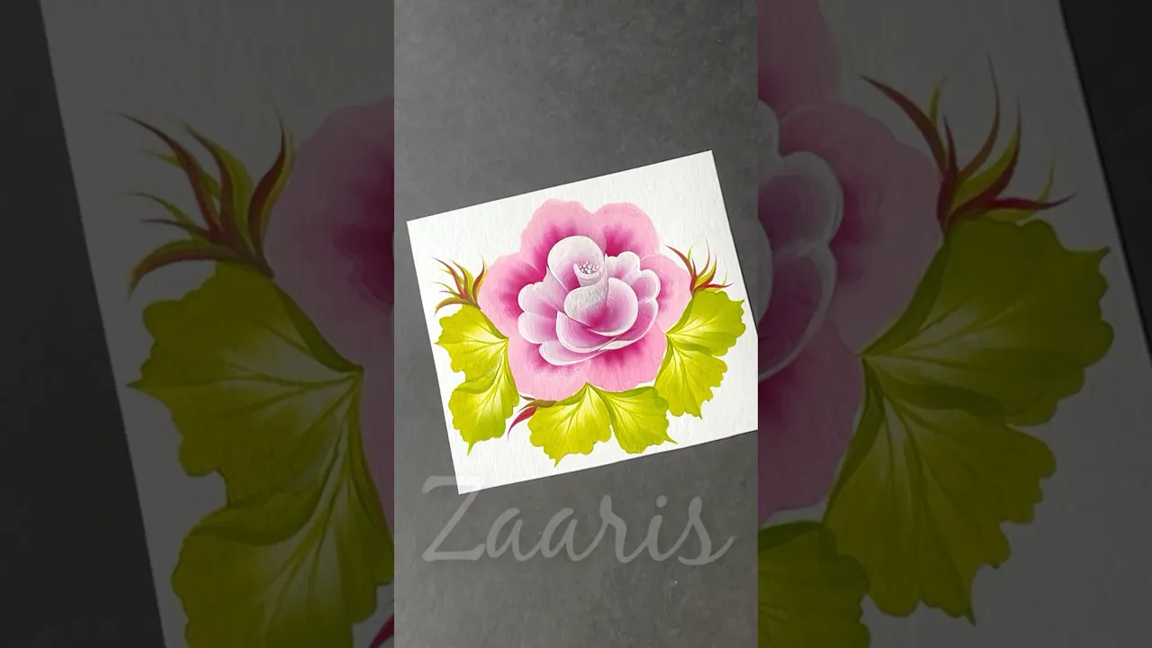 938 💖💯🎨🌺Simple PINK ROSE flower painting using acrylic 🎨💯 #flowerpainting #shorts #art