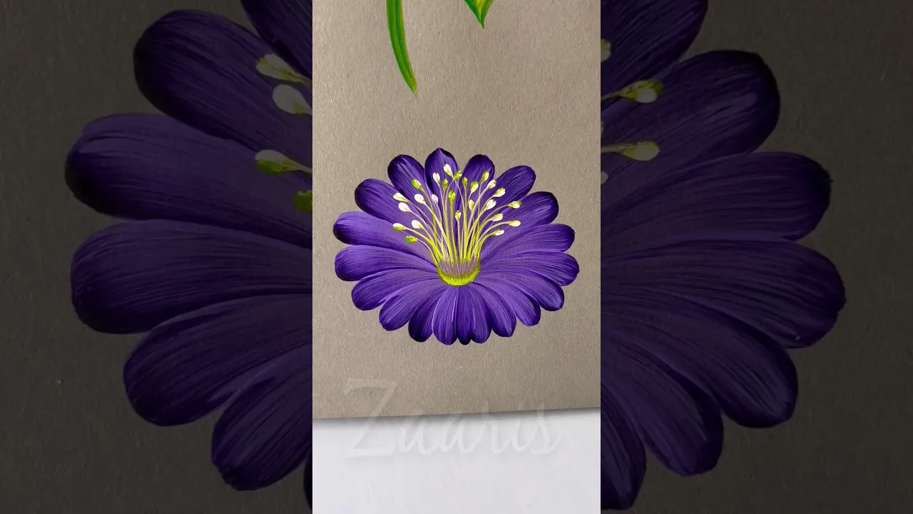349 Simple purple 💜flower painting ｜ Acrylics #ytshorts #acyrlicpainting #onestrokepainting