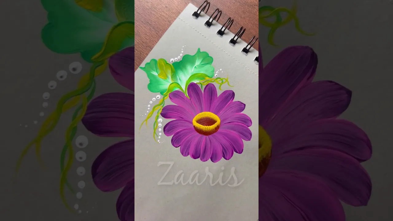 1185 💜💖🎨🌼🎉🫶🌸 EASIEST purple flower painting, using acrylic paints 💜🎉🎨🌸💖🌼🫶✨💯 #shorts