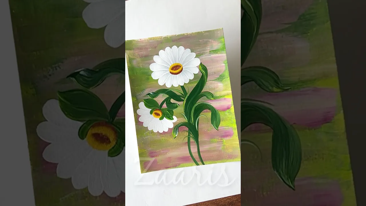 57 💯WOW😱❣️WHITE Flowers using acrylic 🌈🖌️🎨#shorts #art #whiteflowers #wow #viral #acrylic