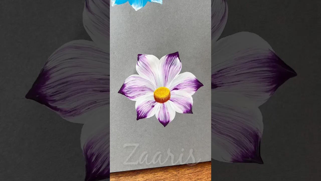 166 💜💚PURPLE flower painting for beginners👌💯 #art #flowers #shorts #acrylicpaints #beginnerfriendly