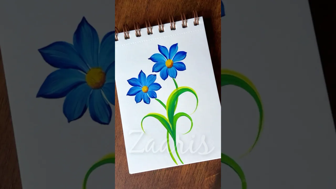 1136 💙🩵💯🫶🎉💖Gorgeous BLUE flowers painting, using acrylic paints 🎨💯🌼🌿💙🩵🎉🫶💖🌿🌺👍🏻 #shorts