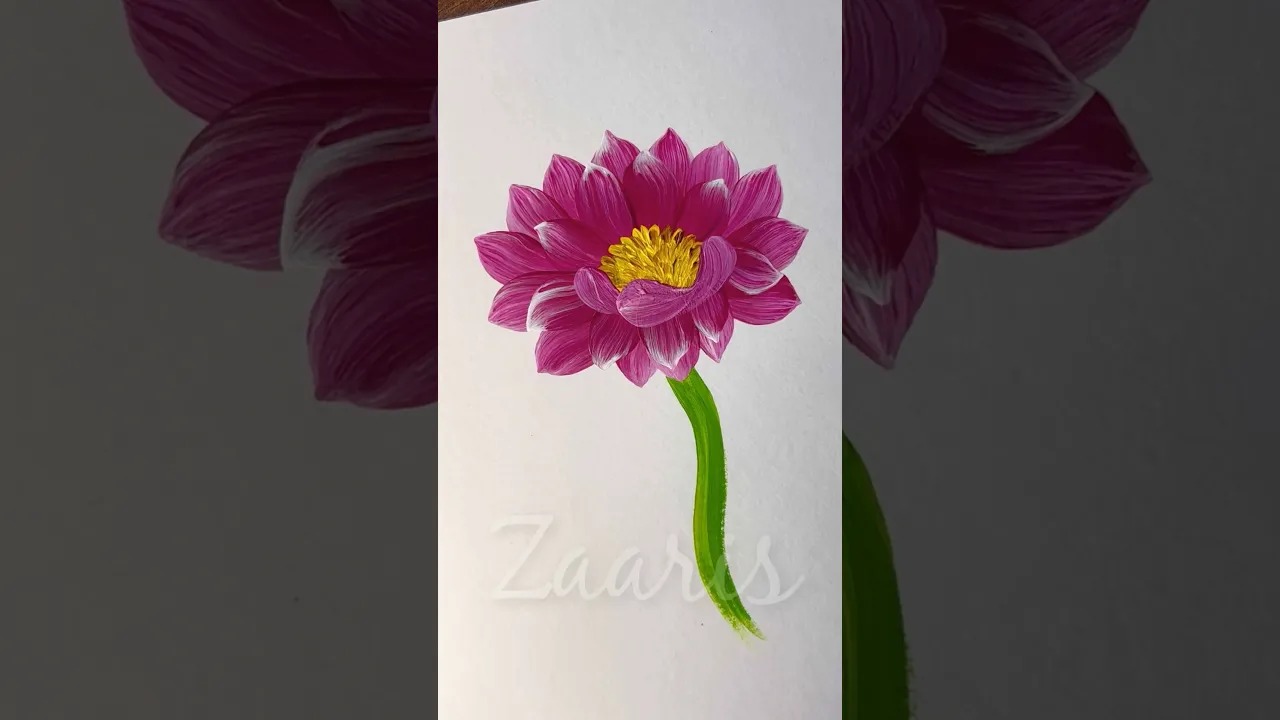 879 🌺🎨💖💯Simple FLOWER painting using acrylic paints 🌺🎨💖💯🌿 #shorts