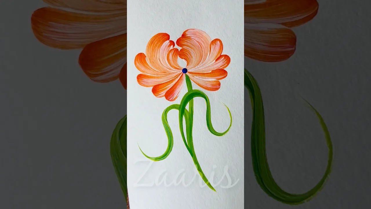 142 ORANGE flower 🧡acrylic 🎨🖌️ #shorts #viral #orange #flowers #art #acrylicpaints #viralpicture