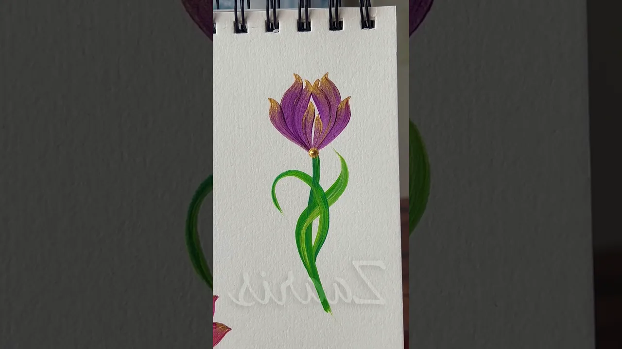 330 VIOLET & GOLD flower 🎨🖌️👌 #drawing #beginnerfriendly #art #ytshorts
