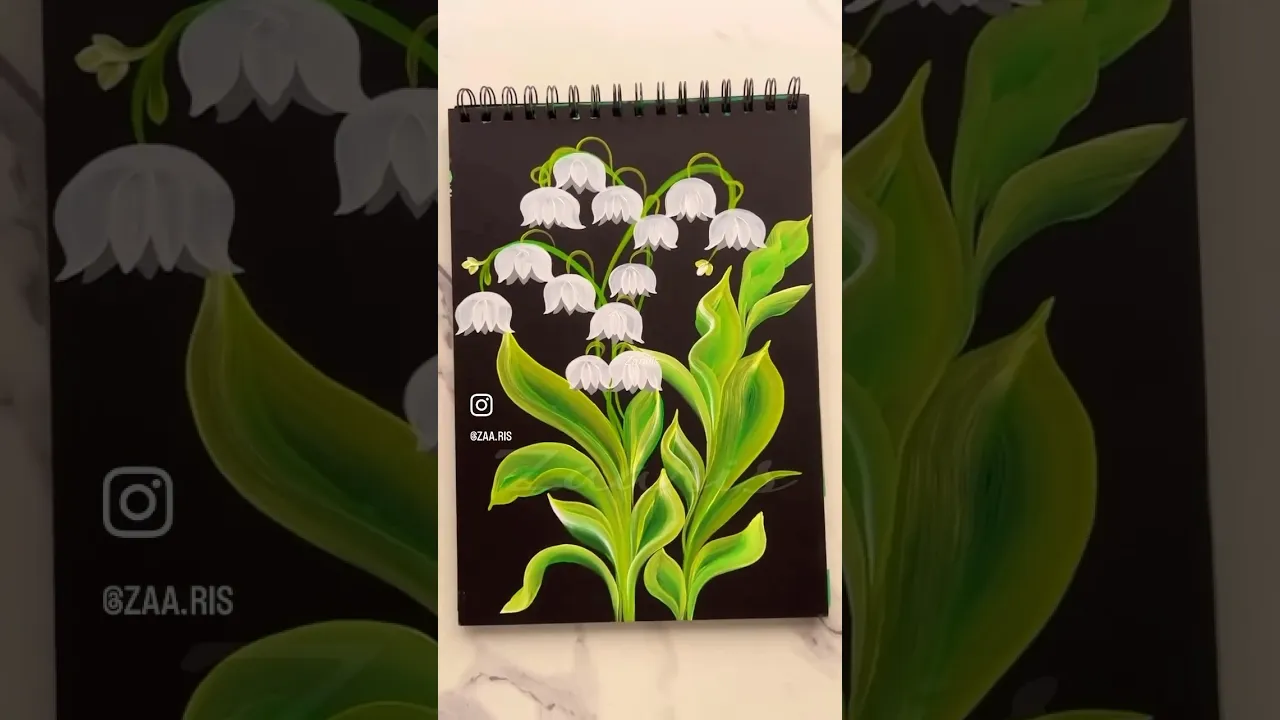 1316 💯🌼🌿Lily of the Valley painting 🫶💫🌺 #shorts