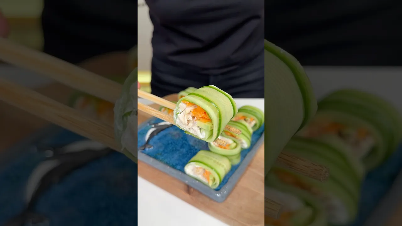 Tavuklu Salatalık Suşi🥒 Cucumber Protein Sushi Rolls #busezeynep #protein