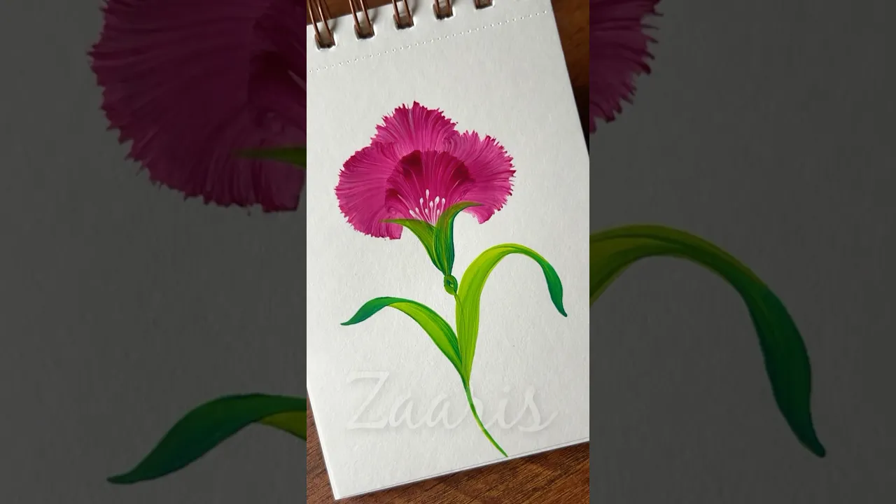 1040 🌺🎨🌿Pretty PINK flower painting art 🌺🎨💯🫶 #art #flowerpainting #shorts